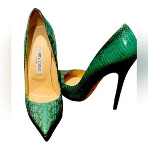 JIMMY CHOO GREEN PYTHON HEELS SZ40(9) $299